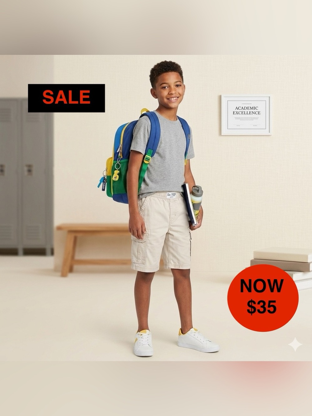 The Children's Place Boys' Pull-On Cargo Shorts - Stone/Flax GUC SZ.7